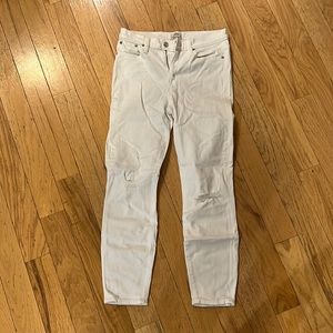 J. Crew Lookout High-Rise Skinny Crop, Size 28R in White Denim.